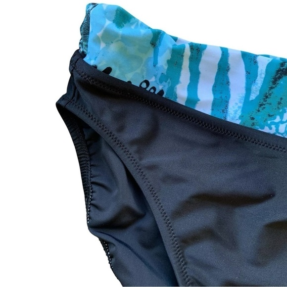 Gottex Swim Bikini Bottom Animal Print Banded Black Blue Size 6 - Picture 3 of 5